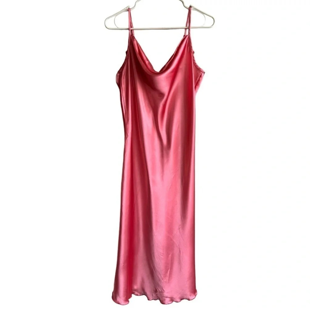 Bebe 90’s/Y2K Pink Satin Slip Midi Dress size L